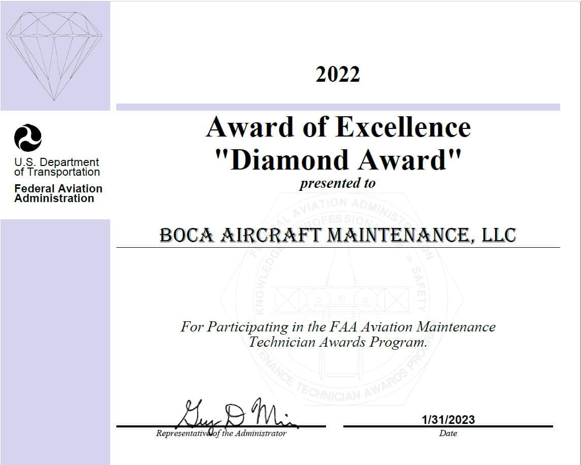 FAA Award of Excellence Diamond Award 2022