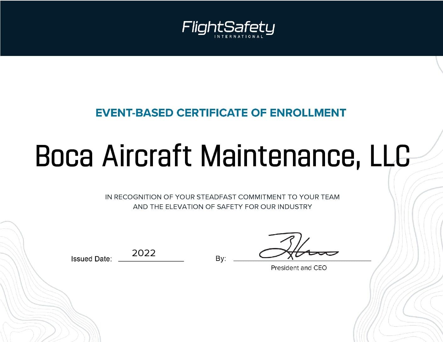 Flight safety certificate
