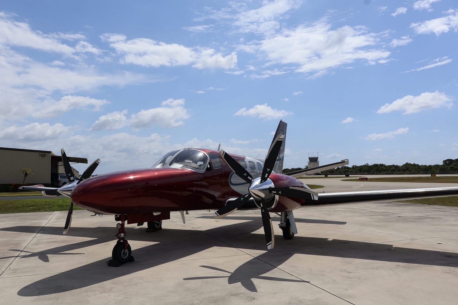 Exterior of 441 conquest ii cessna aircraft diagonal view