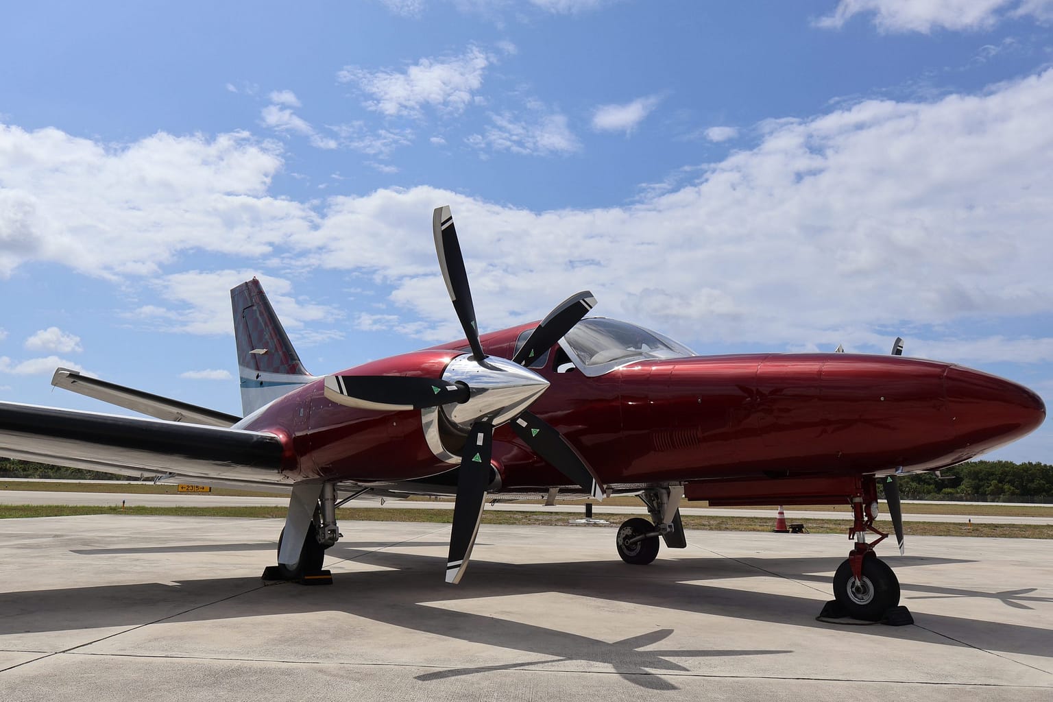 Exterior of 441 conquest ii cessna aircraft diagonal view left
