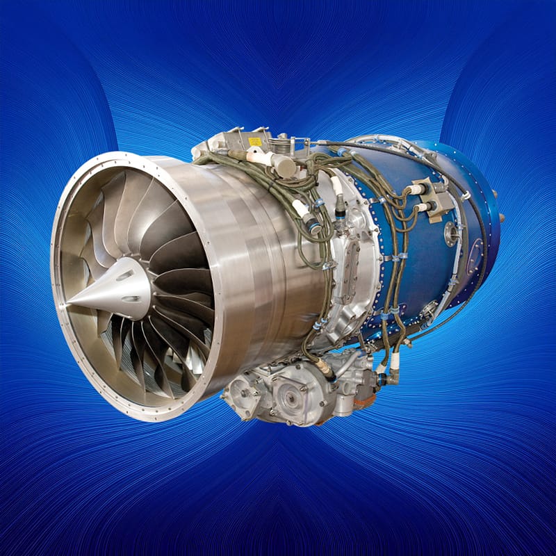Williams Aircraft Engine isolated on blue background